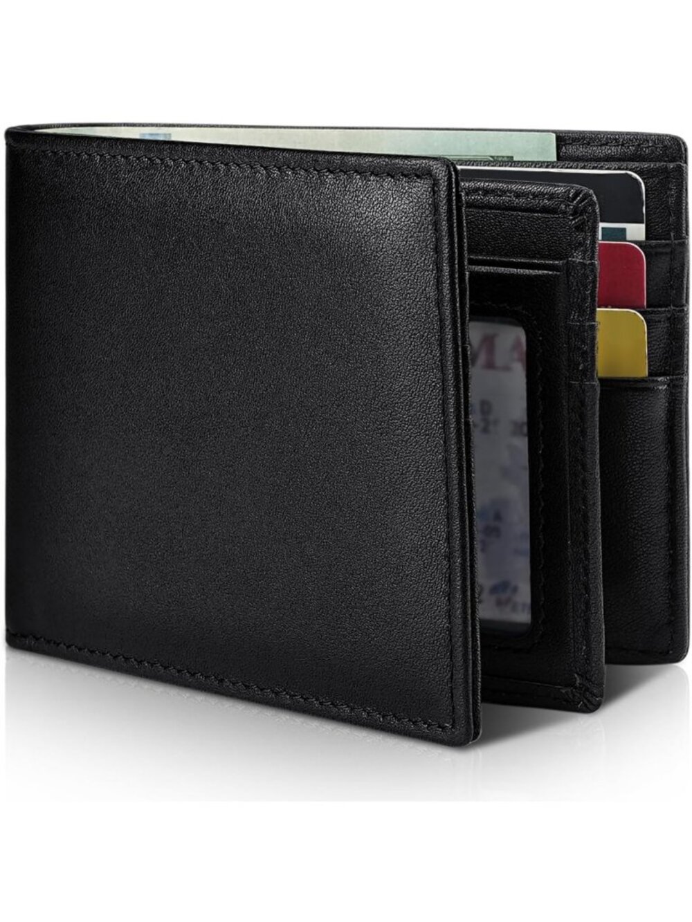Genuine Leather Bifold Wallet for Men | RFID Blocking, 13 Card Holders, ID